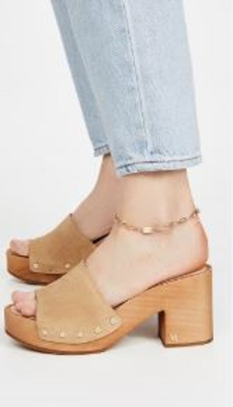 Veronica Beard Suede Hannalee Platform Womens Size 8M Tan Clogs Block Mule Heel